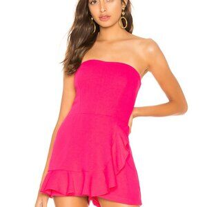 Amanda Uprichard Trisha Smocked Romper in Passionfruit